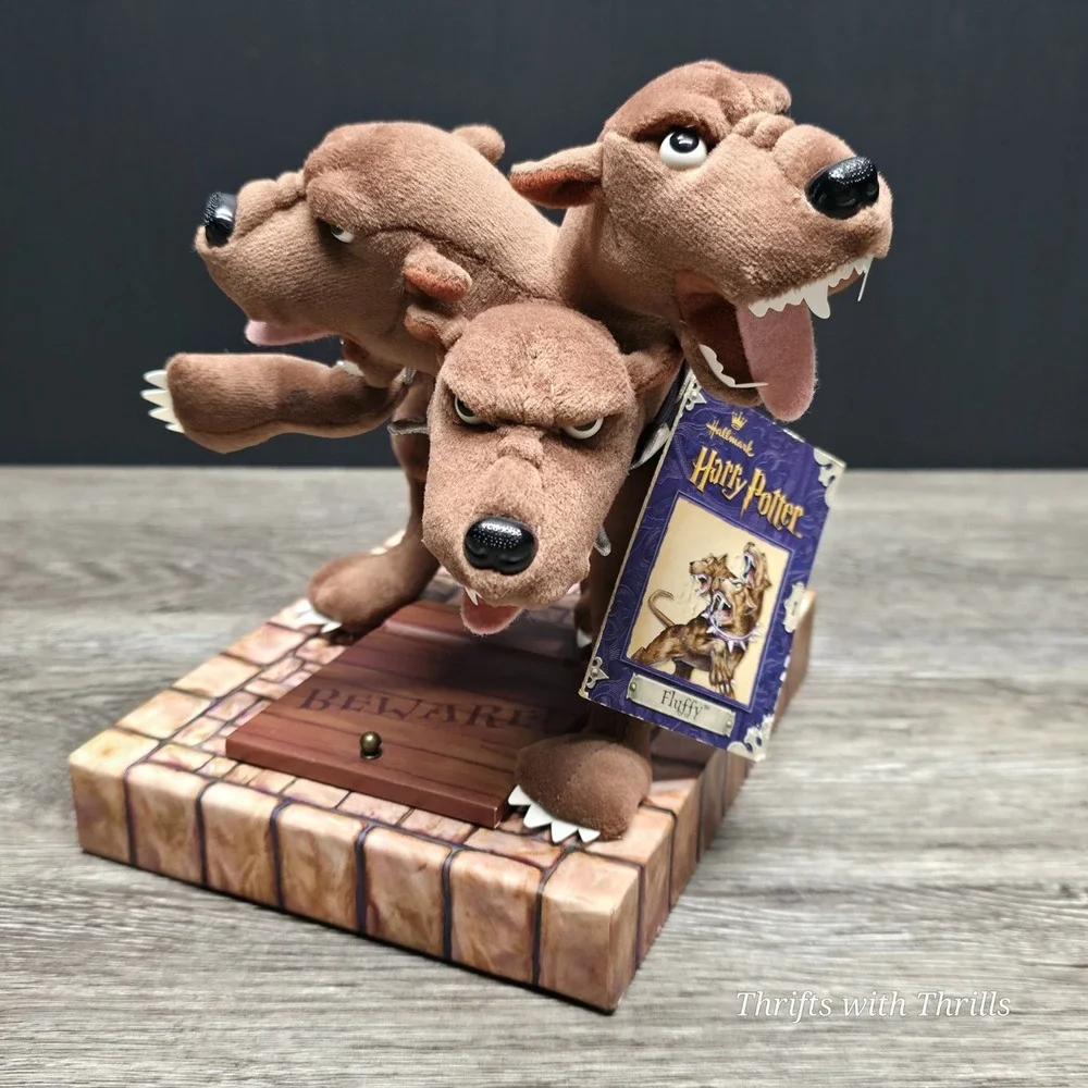 Vintage Harry Potter Fluffy Plush Guarding The Trap Door W/Stone And Stickers